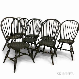 Set of Eight "Ashlen" Black-painted Bow-back Side Chairs