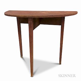 Country Red-painted Pine Demilune Console Table