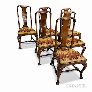 Set of Six Queen Anne Walnut Side Chairs