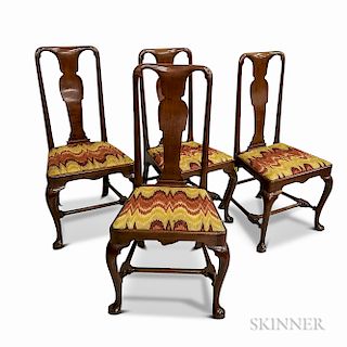 Four Queen Anne Walnut Side Chairs