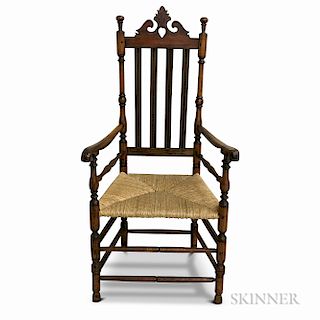 Country Turned Maple Bannister-back Heart and Crown Armchair