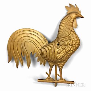 Gold-painted Molded Copper Rooster Weathervane