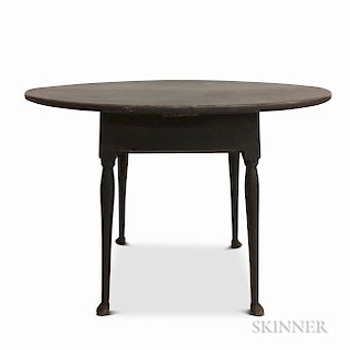 Queen Anne Black-painted Maple and Pine Oval-top Tea Table