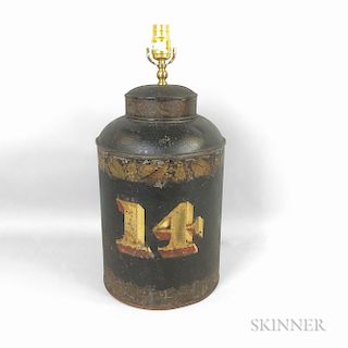 Stenciled and Parcel-gilt "14" Tea Cannister Table Lamp