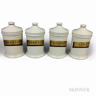 Set of Four Gilt Porcelain Apothecary Jars