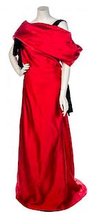 * A Jacqueline de Ribes Red Evening Gown, No size.