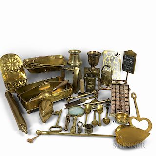 Group of Brass Kitchen and Domestic Items