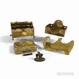 Five Brass Desk and Wall Items