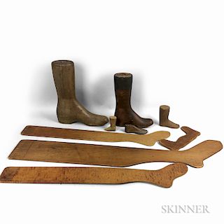 Ten Carved Wood Sock and Boot Forms