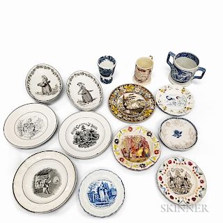 Thirteen Transfer-decorated Ceramic Tableware Items.  Estimate $200-300