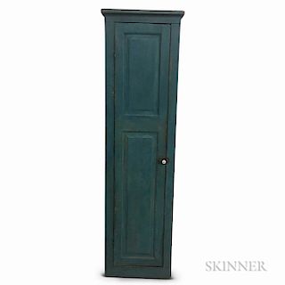 Country Blue-painted Pine Chimney Cupboard