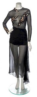* A Jean-Louis Scherrer Black Sheer Evening Gown, No size.