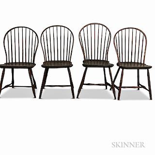 Four Bow-back Bamboo-turned Windsor Side Chairs