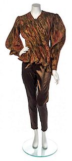 * A Jean-Louis Scherrer Brown Evening Suit, No size.