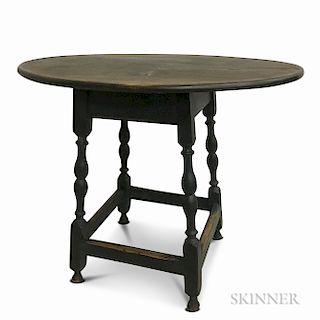 Black-painted and Turned Maple and Pine Oval-top Tavern Table
