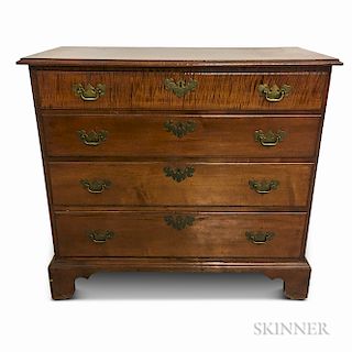 Chippendale-style Tiger Maple Chest of Drawers