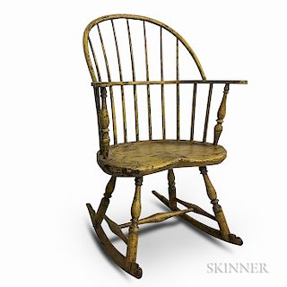 Yellow-painted Sack-back Windsor Rocking Chair