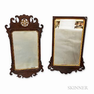 Two Chippendale Carved and Parcel-gilt Mahogany Scroll-frame Mirrors