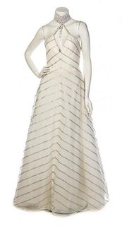 * A Jean-Louis Scherrer Wire Crinoline Halter Evening Gown, Size 40.