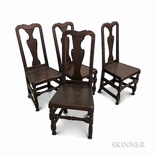 Set of Four Queen Anne Walnut Side Chairs