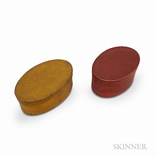 Two Small Shaker Painted Finger Lapped-seam Boxes