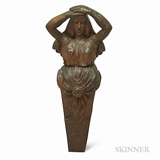 Carved Wood Figurehead of a Woman