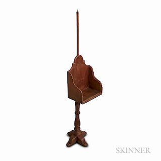 Red-painted and Turned Wood Adjustable Candlestand