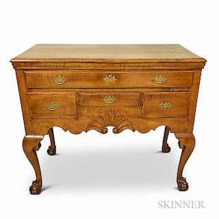 Queen Anne-style Shell-carved Tiger Maple High Chest Base