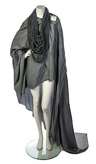* A Kate Mack Grey Asymmetrical Wrap and Textile Necklace, No size.