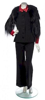 * A Lanvin Black Suit Ensemble, Size 40, cardigan size L.
