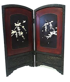 Chinese Carved Two Panel Table Screen