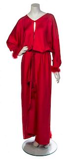 * A Lanvin Red Silk Evening Gown, No size.
