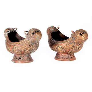 Pair of Mongolian copper and brass bowls.