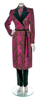 * A Lorenzo Riva Couture Pink and Green Paisley Evening Ensemble, No size.