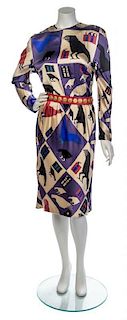 * A Louis Feraud Multicolor Silk Dress Ensemble, No size.