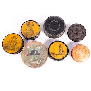 Seven 19th century snuff boxes.