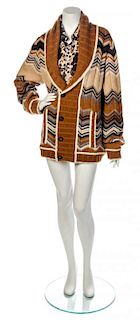 * A Missoni Brown and Taupe Men's Shirt and Sweater Ensemble, Shirt size 52.