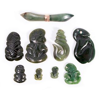 Eight pieces of Maori Jade.