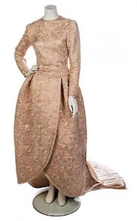 * A Nina Ricci Pink Lace Evening Gown, No size.