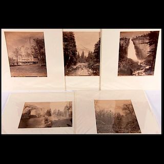 Five matted early Yosemite photos.