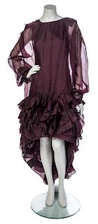 * A Pierre Cardin Burgundy Evening Gown, No size.