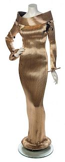 * A Pierre Cardin Gold Beaded Column Dress, No size.