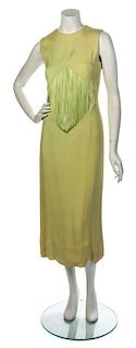 * A Pierre Cardin Lime Fringe Sleeveless Dress, No size.