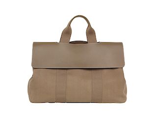 Hermès - Valparaiso kaki canvas and leather tate handbag