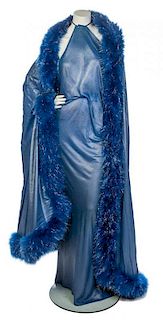 * A Renalto Balestra Metallic Blue Halter Gown, No size.