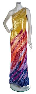 * A Renalto Balestra Multicolor Sequin Evening Gown, No size.
