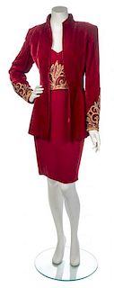 * A Renalto Balestra Red Evening Suit, No size.