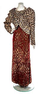 * A Scaasi Cheetah Print Halter Gown Ensemble, No size.