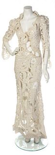 * A Vivienne Westwood Ivory Cotton Lace Gown, Size 8.