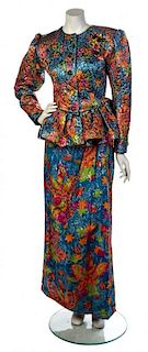 * An Yves Saint Laurent Multicolor Floral Metallic Suit, Size 40.